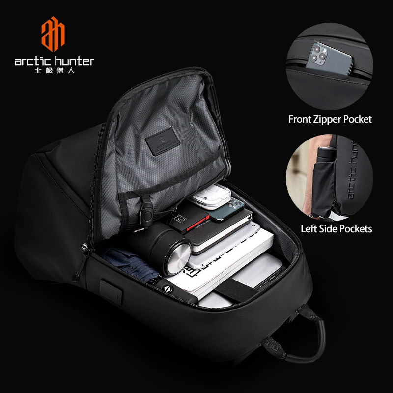 ARCTIC HUNTER New Fashion Luxury pu Leather Tpu Business Burglar Zaino Uomo Smart Mochila Hombre Sac Rechargeable Laptop Backpac 3
