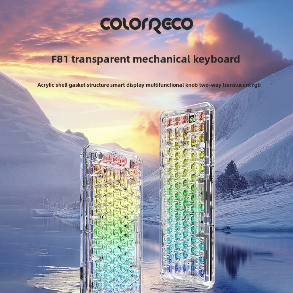 ColorReco F81 Pro 기계식 키보드 트라이 모드 RGB 핫 스왑 투명 아크릴 가스켓 게이머 키보드 맞춤형 게임 액세서리
