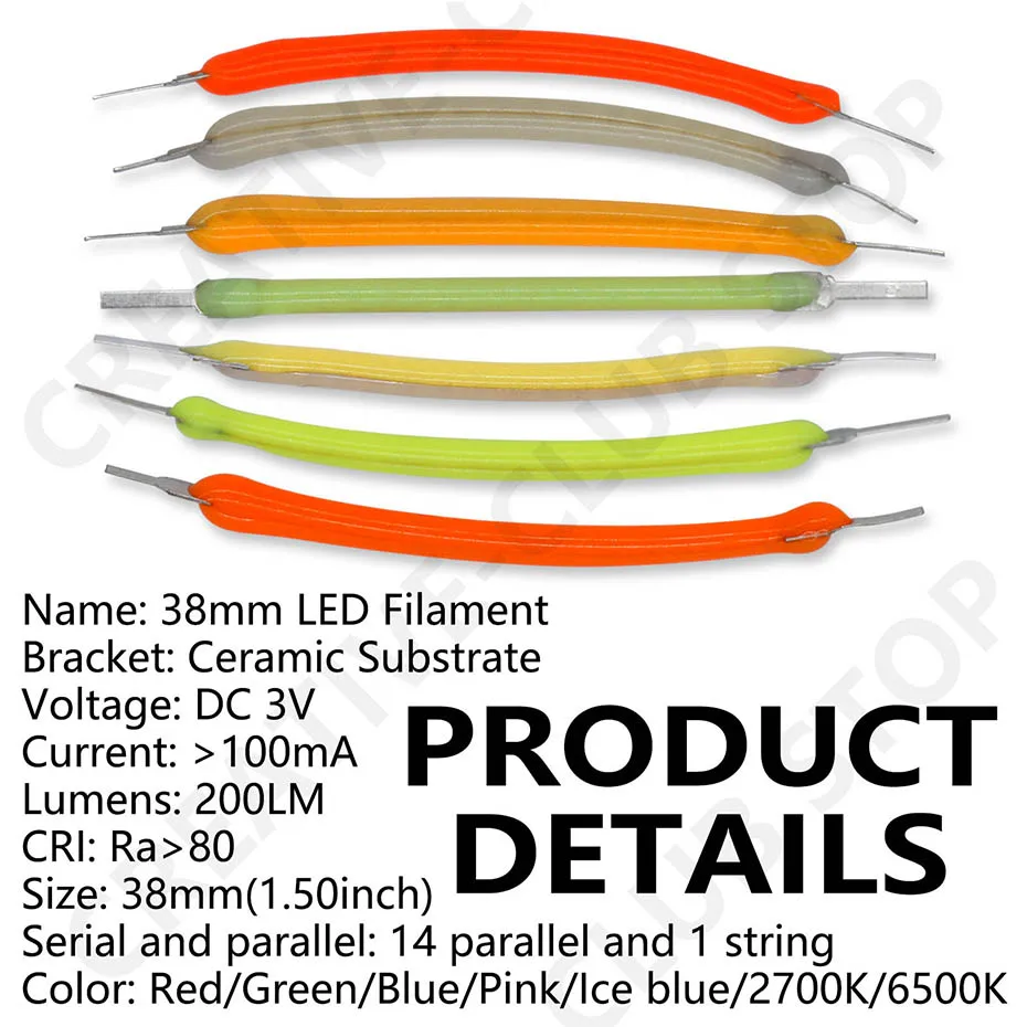 LED-Filament, flexibel, DC3V, 38 mm, für Vintage-LED-Filament-Glühbirne, Retro-Glühlampe, Dekoration, LED-Beleuchtung, Lampe, Kerzenlicht – Detail 1