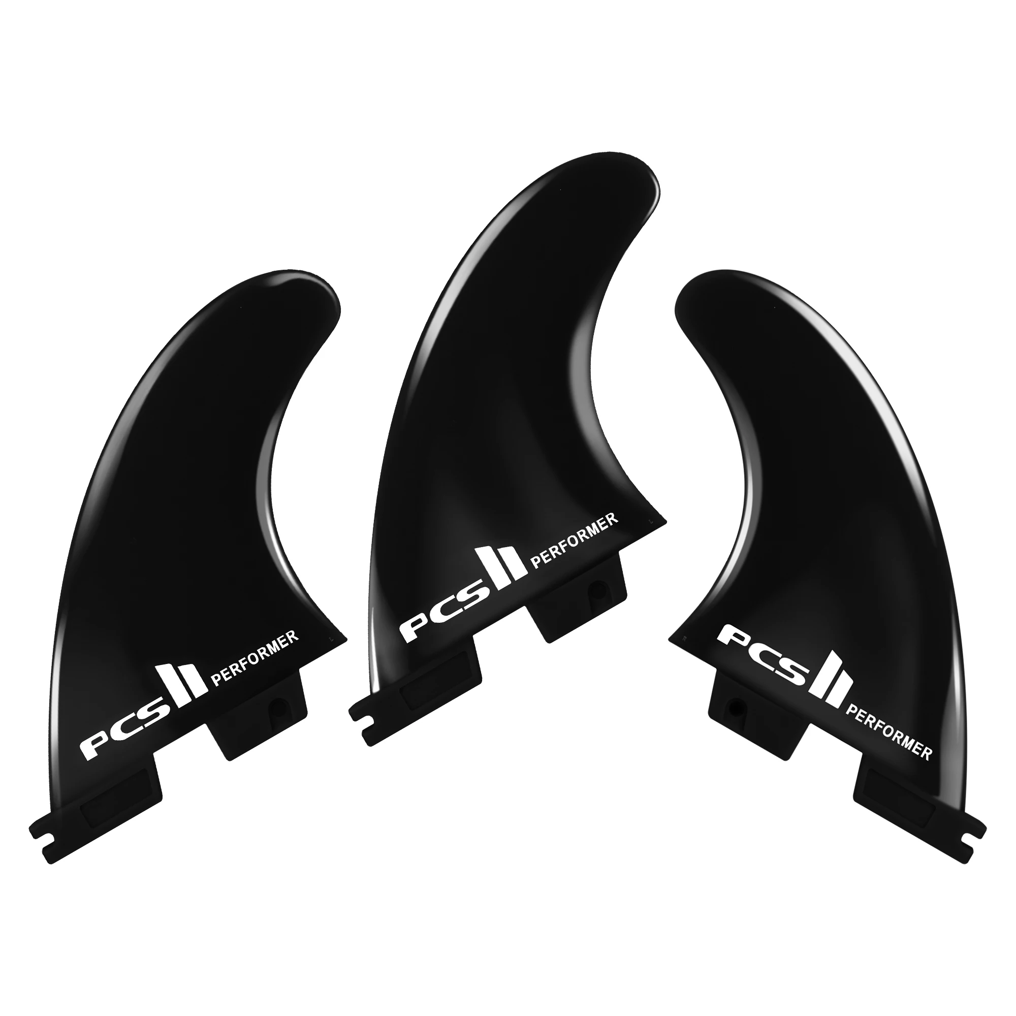 Double Tabs Fins II Medium Performer/Reactor Fiberglass Reinforced Polymer Surfboard Fins-Thruster (3 Fins) Double Blue/Black surfboard fin