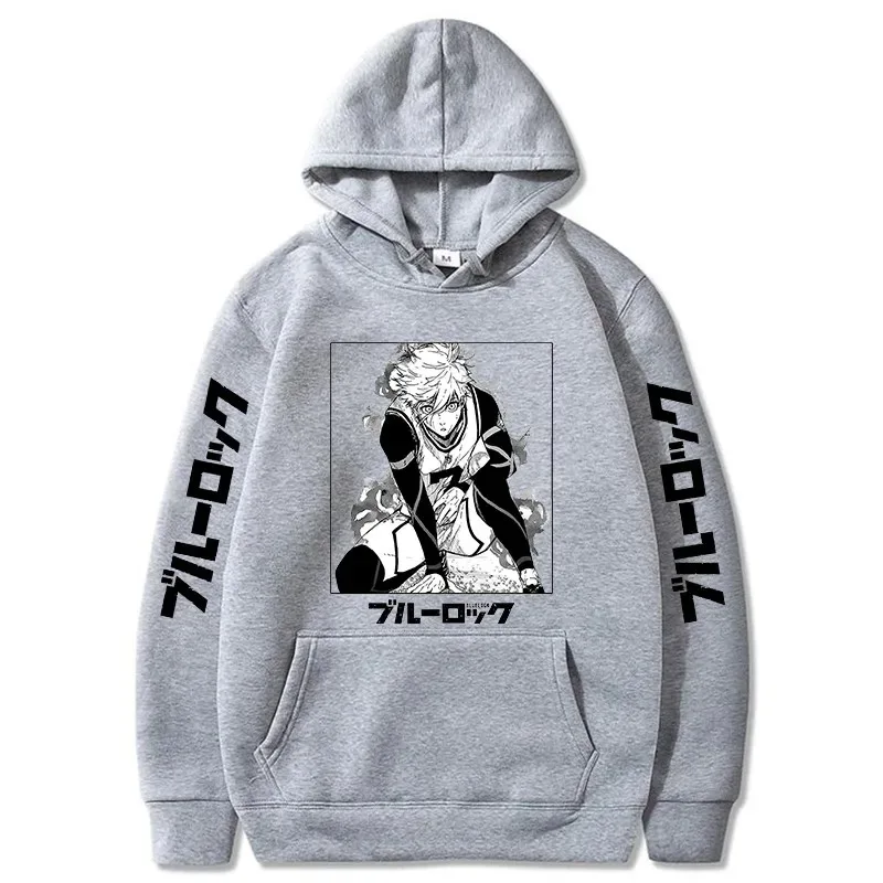 Anime Blue Lock Hooded Sweater, Harajuku Sport Mode Sleeve, Casual Winter Hip Hop, Isagi, Yoichi, Esthetische, Afdrukken, 2024