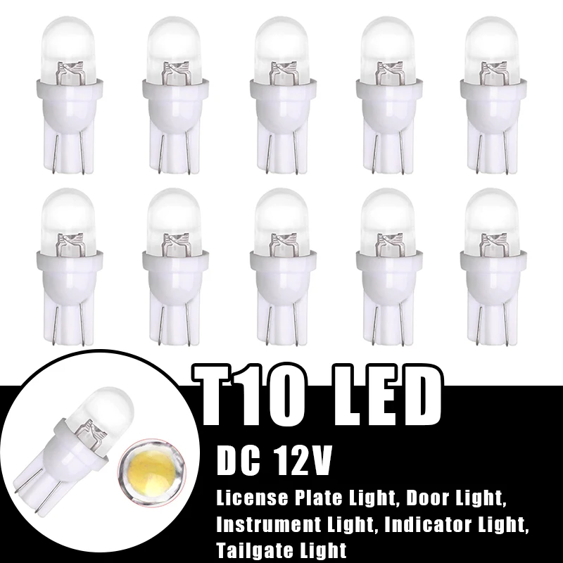 

T10 LED Universal Car COB Glass Light Reading Dome White Lamp License Plate Lamp Dome Read DRL Bulb Style DC 12V 6000k