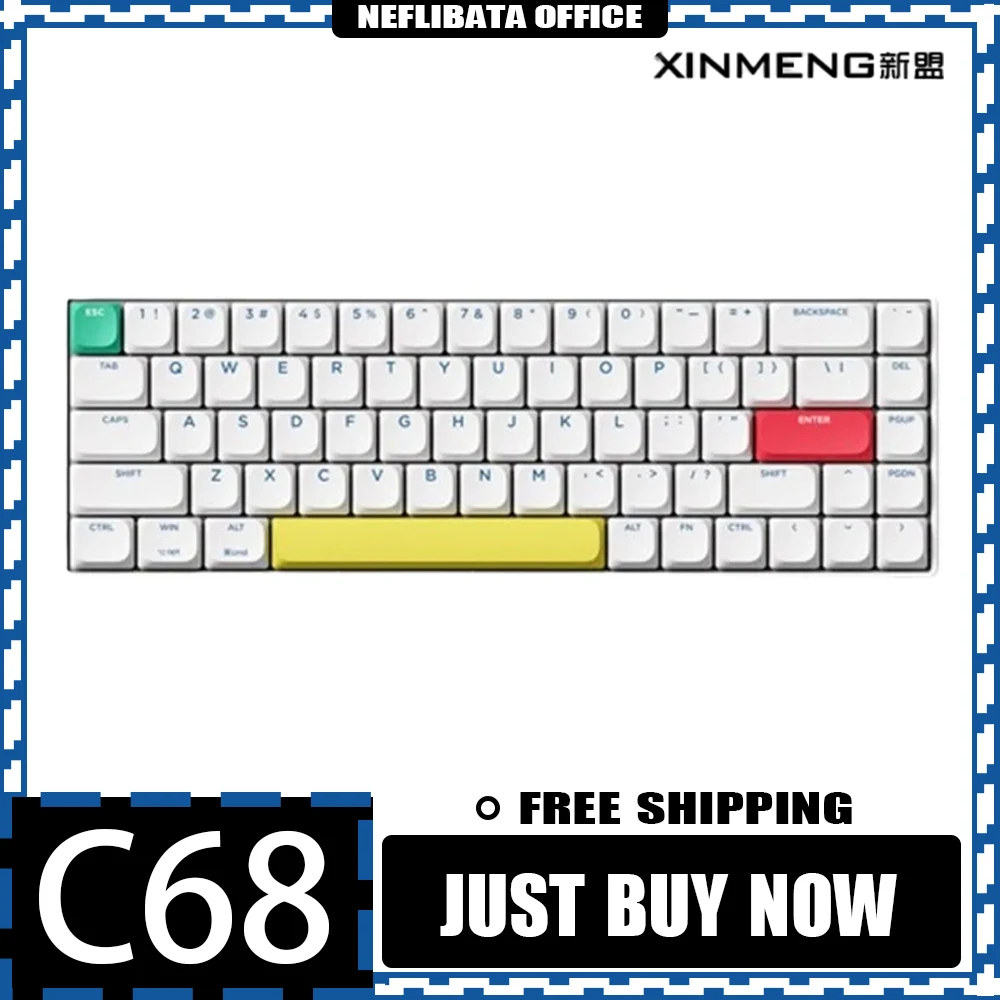 

Xinmeng C68 Mechanical Keyboard Wireless Tri Mode Bluetooth USB Keyboard Lightweight RGB Office Gamer E-sports PC Gaming Gifts