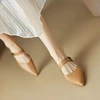 Women Kitten Heels Mules Golden Rivet Pointed Toe Summer Sandals Fashion Beige Ladies Casual Med Heels  Luxury Shoes 3