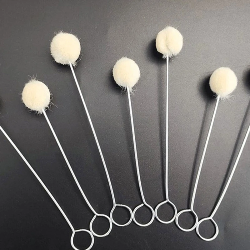 Wool Daubers Balls Brush Leather Dye Tool with Metal Handle Leather Dye Dauber Dyeing Applicator for DIY Crafts Project 87HA