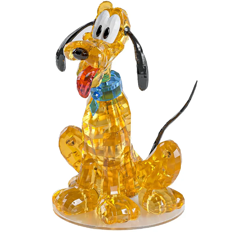 Bloques de construcción de cristal de acción de Anime de Mickey Mouse y Minnie de Disney, juguetes, modelos de regalo, adornos de muñecas ensamblados estéreo, partículas grandes