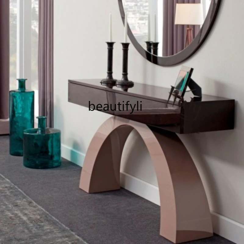 

zqLight Luxury Modern Minimalist Console Tables Paint Living Room Decoration Console Wall-Mounted Custom Furniture Bar Table