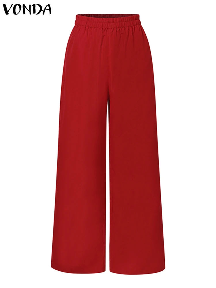 VONDA Women Pant Sets 2023 Fashion Autumn Suits Vintage Plaid Half Sleeve Asymmetrical Casual Matching Sets Loose Wide Leg Pants