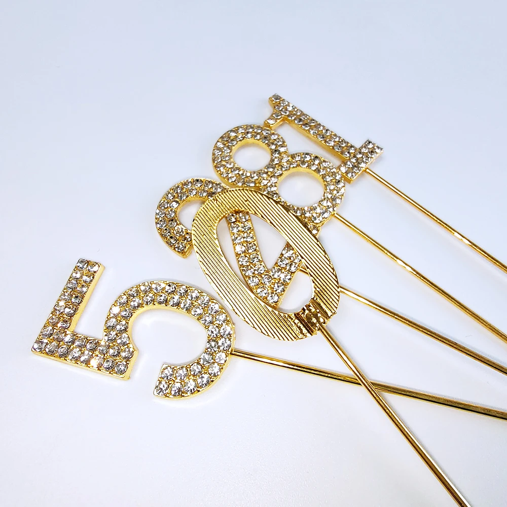 Nummer Kuchen Topper Strass 0-9 Diamant Dekoration Nummer Geburtstag Jubiläum Hochzeits feier Kuchen Topper Dekoration Lieferungen – Detail 3