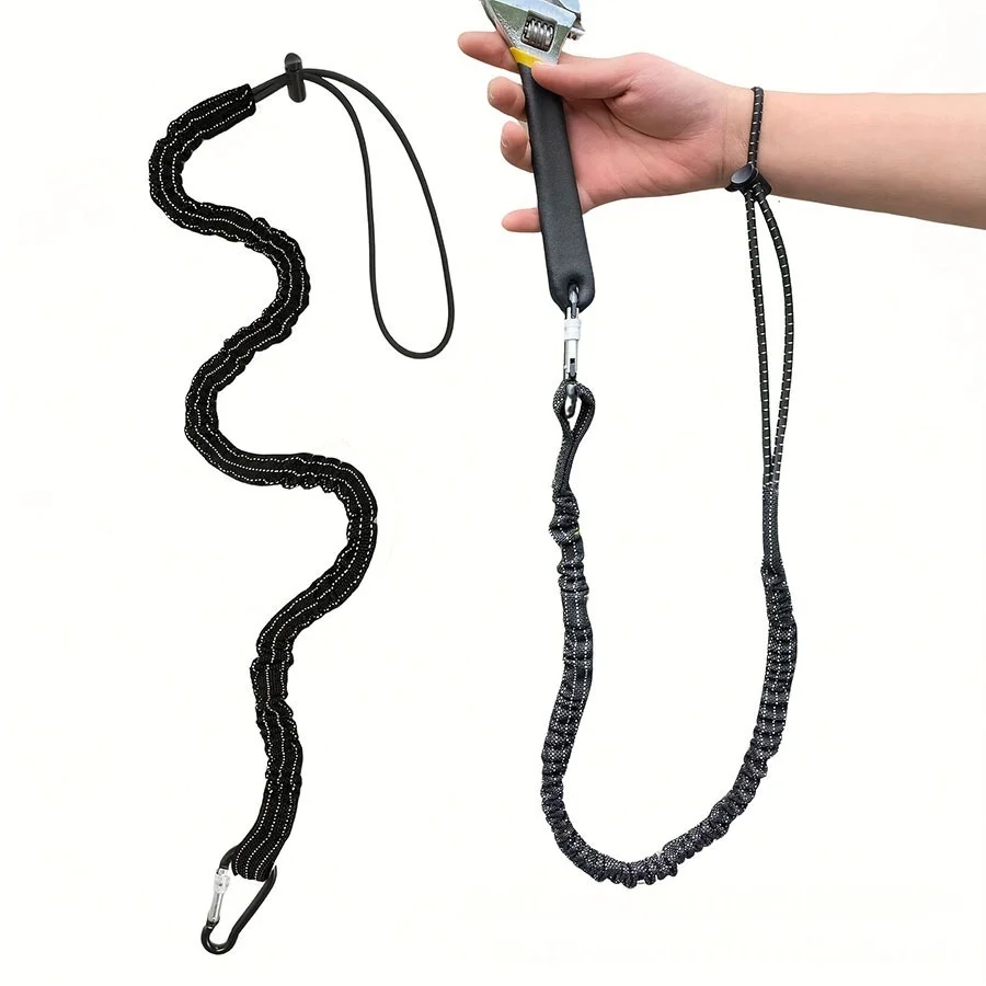 Safety Bungee Tether Tool Lanyard With Carabiner Hook Climbing Working Anti-Falling Safety Rope Aerial Work Climbing Accessories