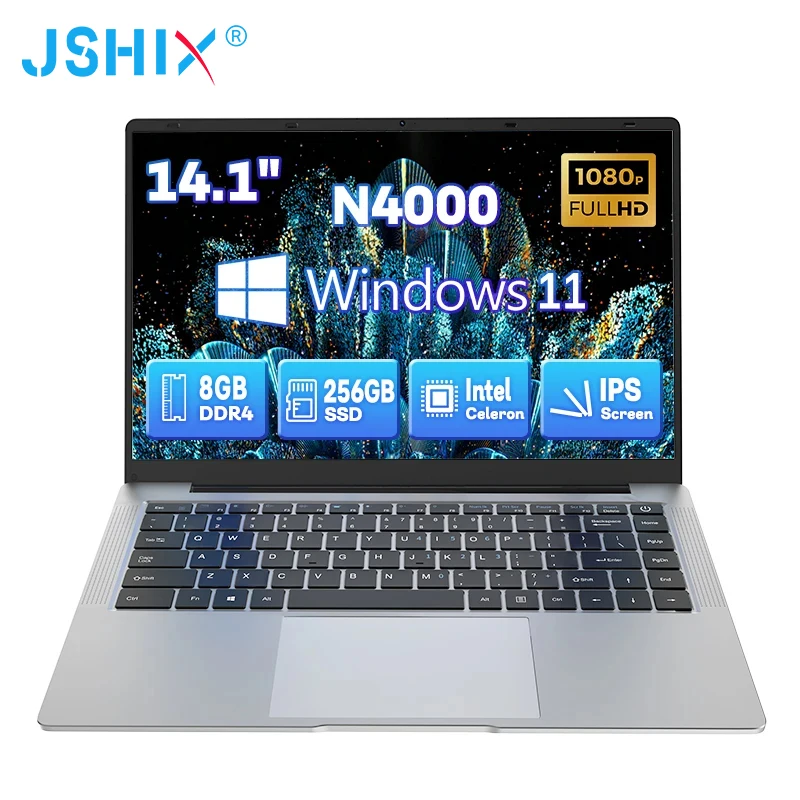 14.1 Polegada barato portátil intel celeron n4000 ips full hd 8gb ddr4 ram 256gb 512gb ssd windows 11 escritório aprendizagem computador portátil