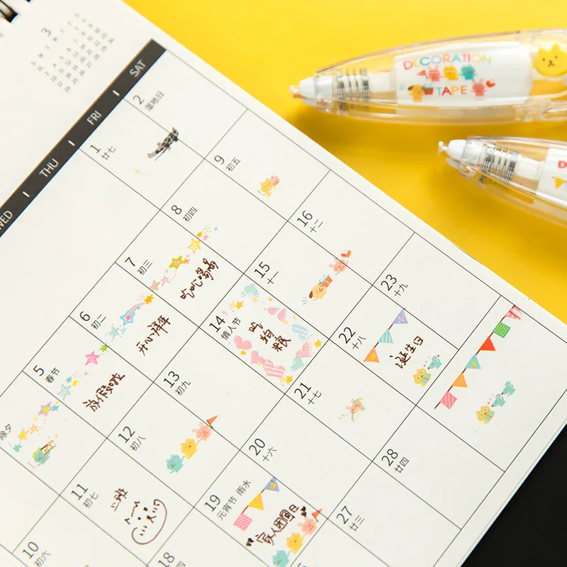 KawaiiDuck Panda Cherry Fish Balloon Strawberry Press Type Decorative Correction Tape Diary Stationery School Supply correction tape