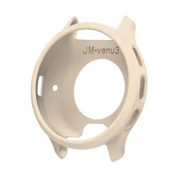 Premium Soft Silicone Strap with Protective Shell - Venu3 45mm (Beige Case)