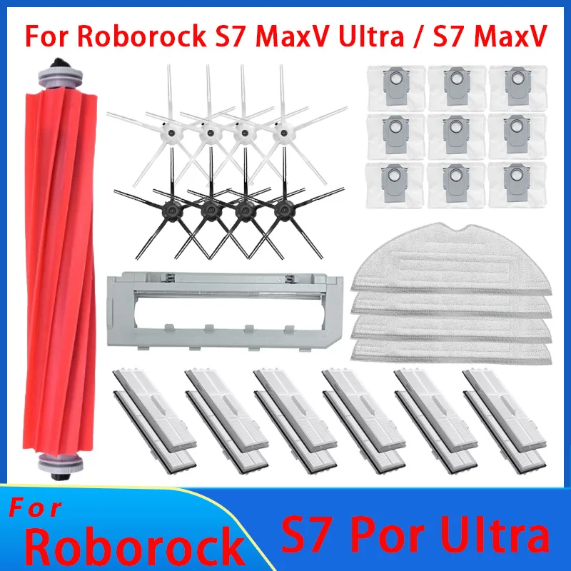 For Roborock S7 Maxv Ultra Accessories S7 Pro Ultra S7 Accesories Mop Main  Side Brush Hepa Filter Dust Bag Robot Vacuum Cleaner - AliExpress