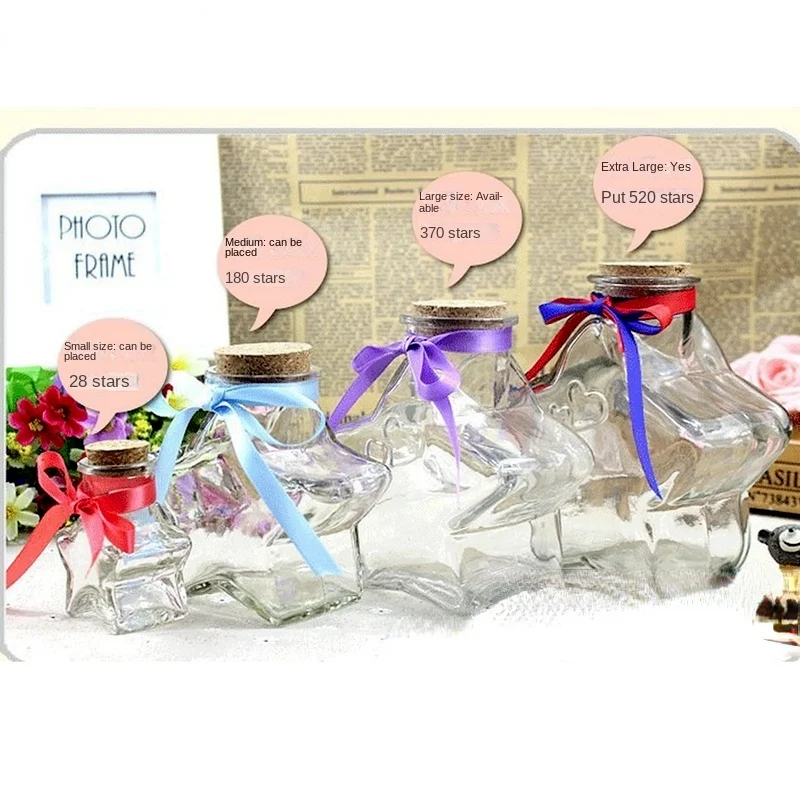 DIY Bottle Star Bright Large Medium Small Five-pointed Star Wishing Decorative Glass Bottle for Gifts and Crafts