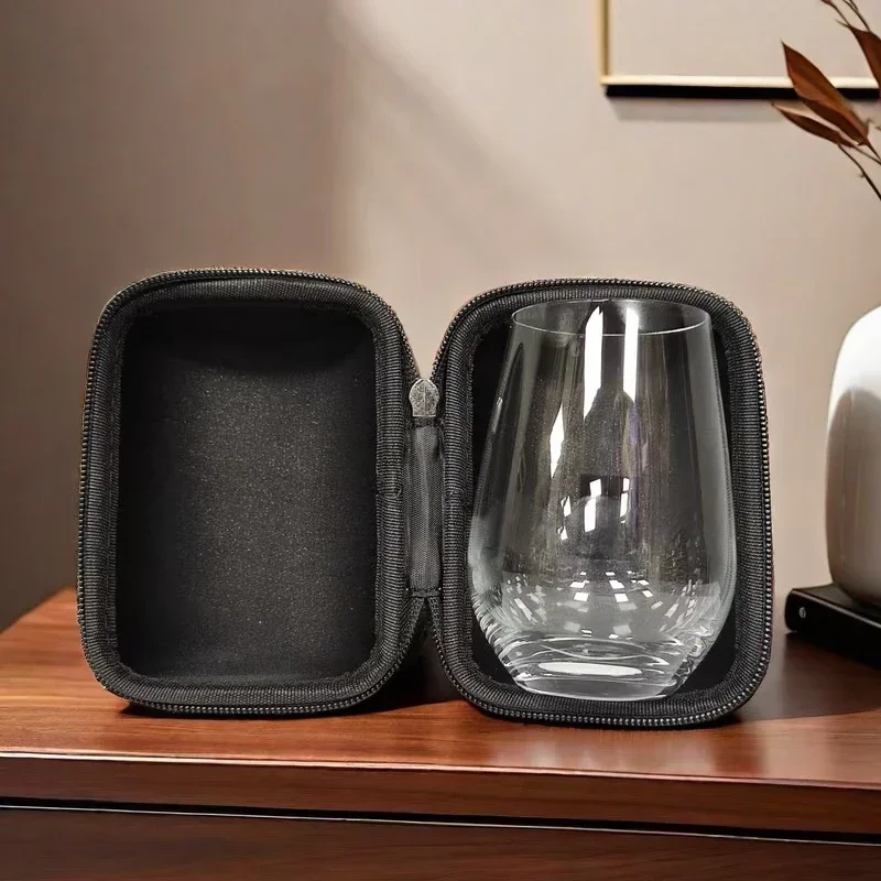 Wine Bag with Wine Glasses Travel Portable Leather Box Whiskey Cup 360ml Glass Carrier and Portable Wine Bags 3