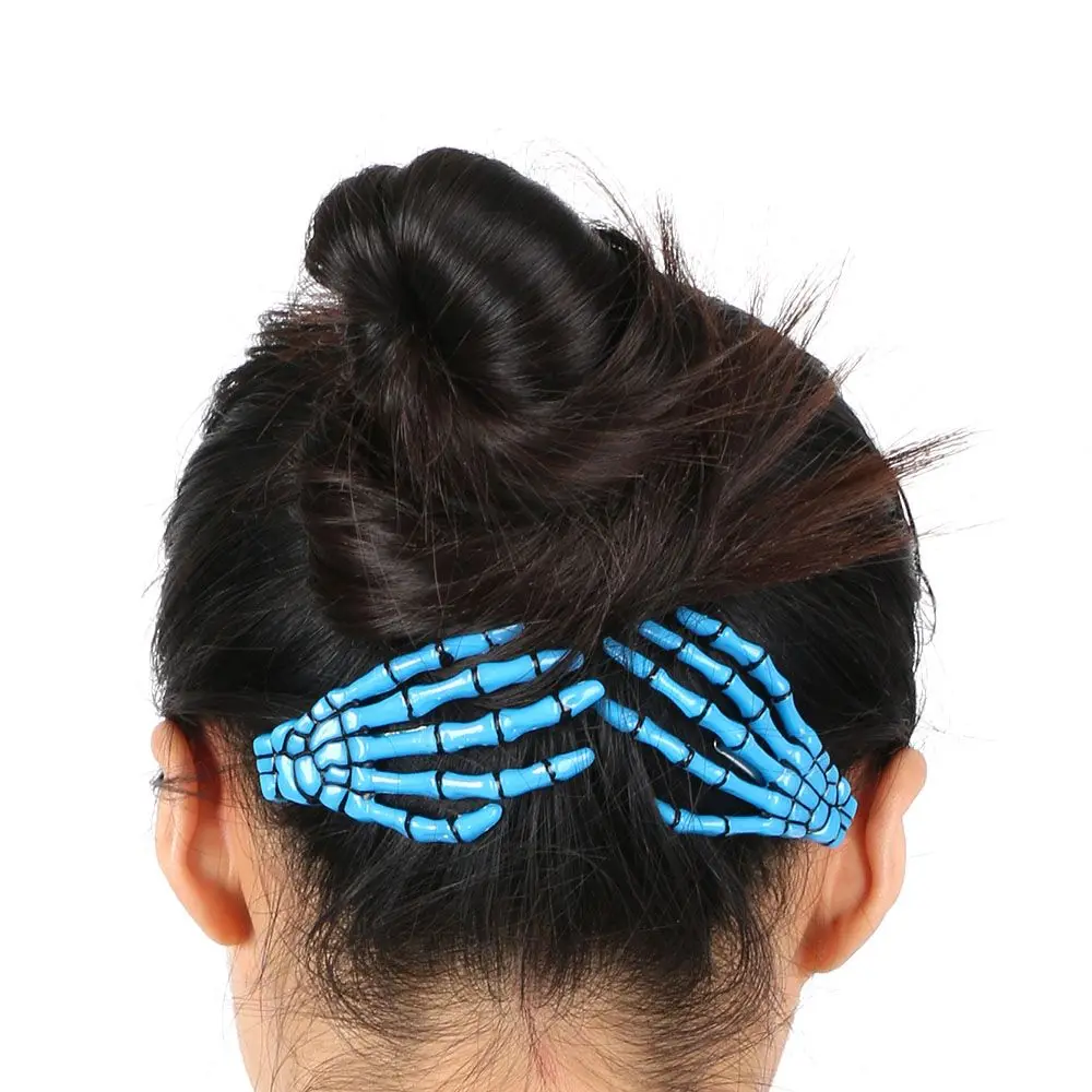 1/2pcs neue kreative Schädel Hand Knochen Haarnadel Greifer Geist Skelett Haars pangen Haars pangen Knochen Klaue Haar Zubehör Geschenk Haars pange – Detail 4