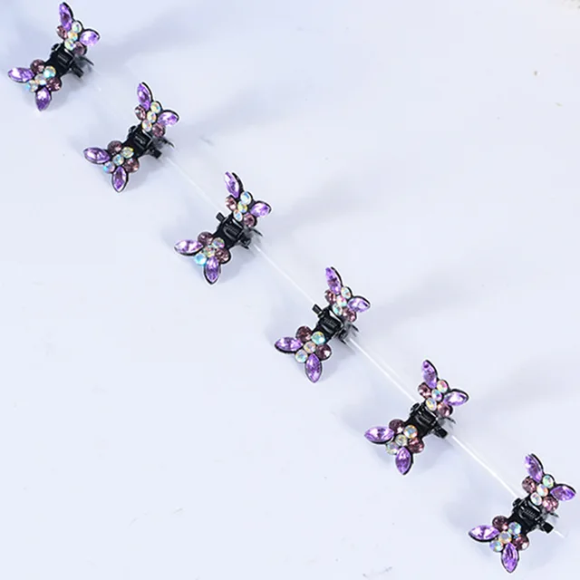 ncmama 12pcs/set Mini Rhinestone No-Slip Grips Hair Clips for Women Girls Glitter Teeth Metal Clamps Flower Hair Accessories 12pcs B