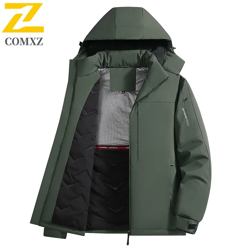 COMXZ Rainproof Coat Thickened Warm Waterproof Graphene Work Climbing Biker Jacket Camping High Quality Minimalist Men Outerwear