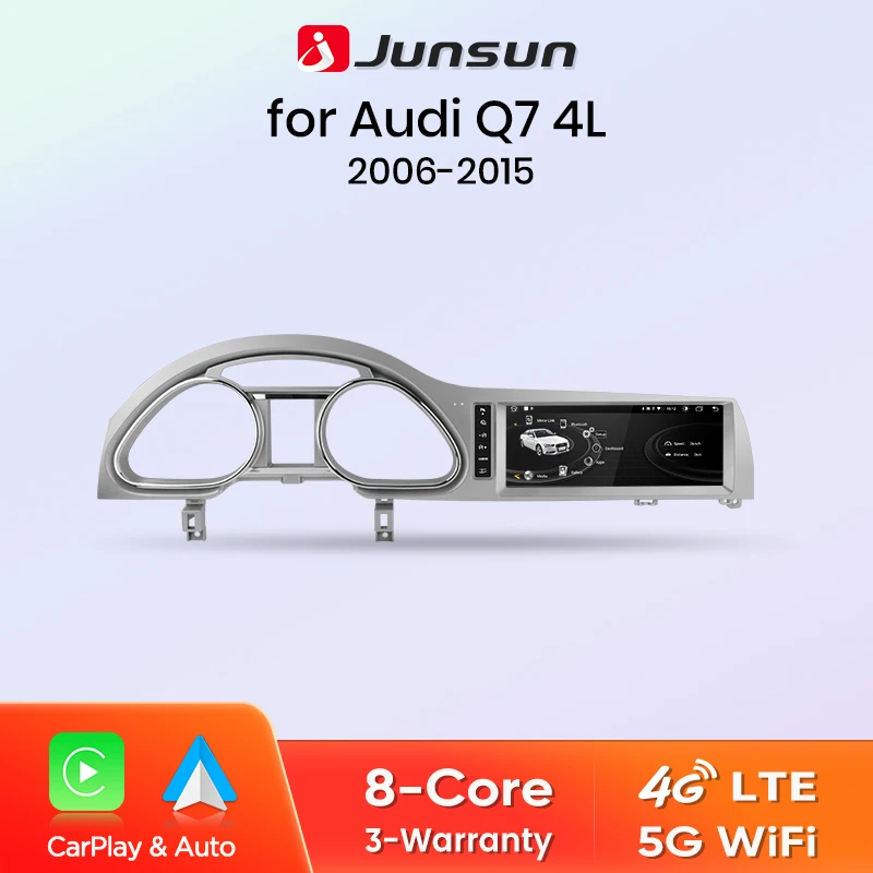 Junsun Kabelloses CarPlay und Android Auto Autoradio für Audi Q7 4L 2005-2015 MMI 2G 3G Intelligentes System Stereo 4G GPS-Navigation Multimedia-Player Touchscreen