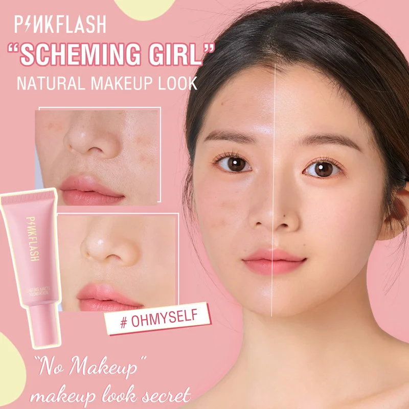 Pinkflash-bb creme para o rosto, à prova d'água, de longa duração, cobertura completa, base líquida, clareamento, corretivo, maquiagem, cosméticos
