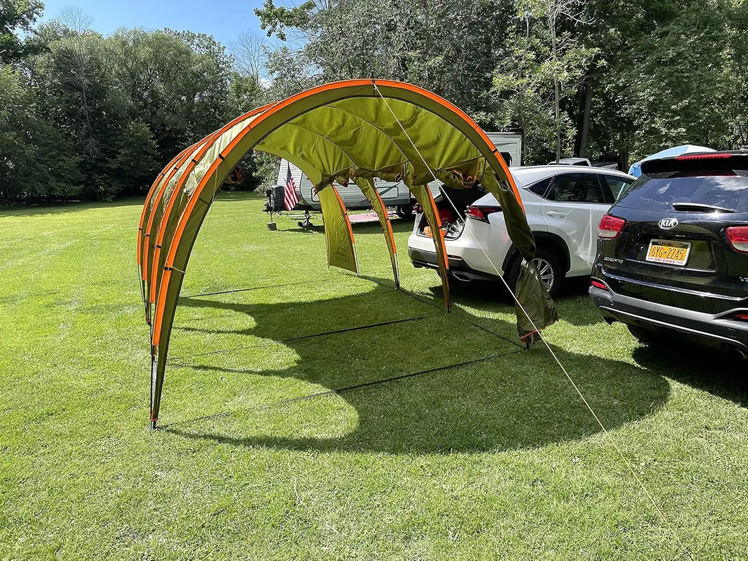 Car Camping Shade Awning Canopy for 8-10 Person Family Party Tent Picnic,BBQ,Friends Gathering Waterproof Lightweight Easy Setup