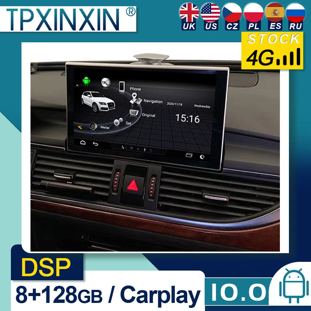 Android 10 0 8 + 128 ГБ для Audi A6 2012-2018 автомобильный радиоплеер Стерео GPS навигация монитор