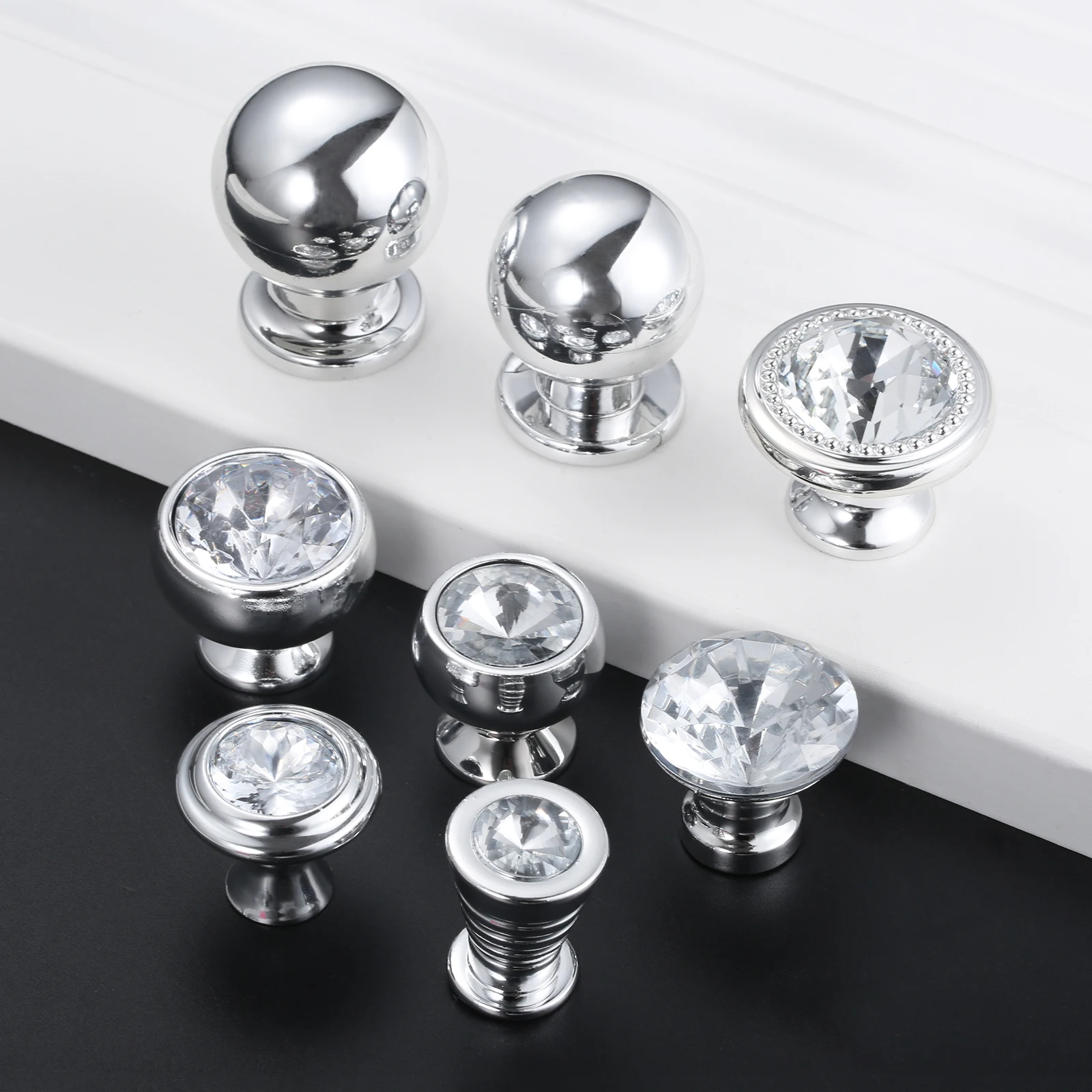 Clear Diamond Shape Knob Single Port Pull w/screw Plastic Crystal Gem/Ball Shape Handle Furniture Drawer Cabinet Wardrobe 2pcs furniture knobs