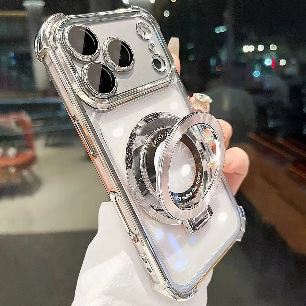 Shockproof Magnetic Bracket Phone Case with Plating Finish