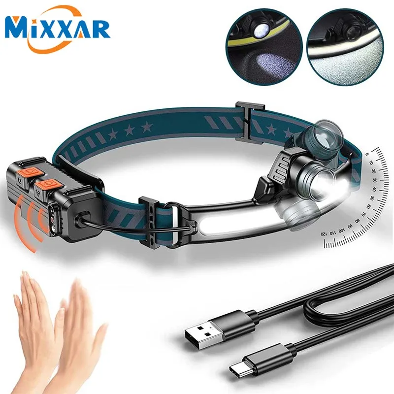 

ZK40 Sensor LED Headlamp Powerful XPG+COB Headlight 18650 Battery Type-C USB Rechargeable Head Lamp Portable Waterproof Lantern