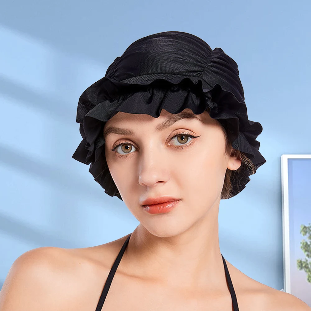 thumbnail image 2 of Elastic Swim Hat Blue Purple Butterfly Swim Cap - Waterproof 2 of 13