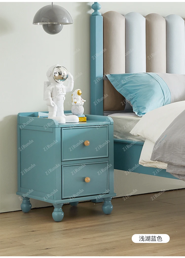 1 American children's bedside table mini simple solid wood storage locker