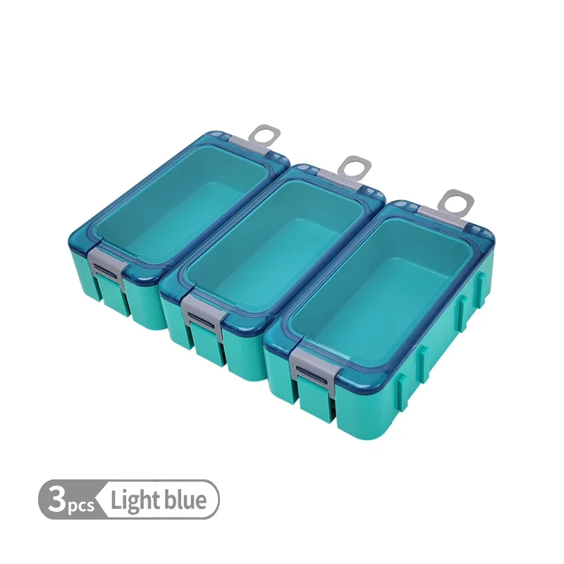 Luminous Mini Fishing Accessory Boxes Fish Hooks Artificial Bait Plastic Spliceable Storage Box Sea Fishing Tackle Box 3pcs