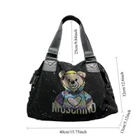 Sac à main ours en peluche pour femmes, bijoux en diamant à la mode, sac à bandoulière mignon de grande capacité, personnalisé, élégant et brillant 5