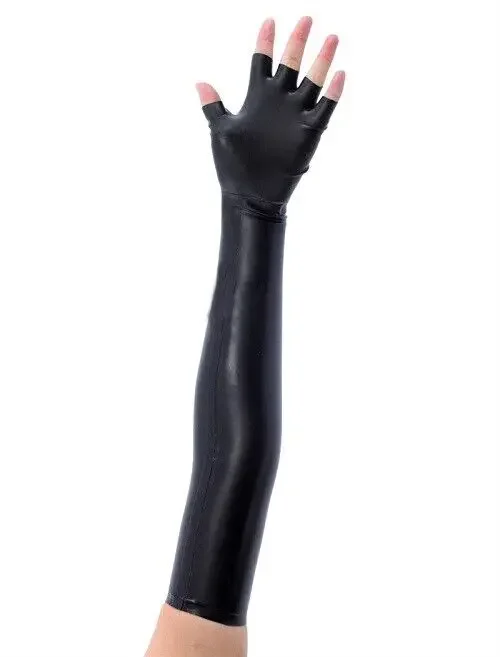 

100%latex rubber black casual fashion club party ladies long gloves Cosplay