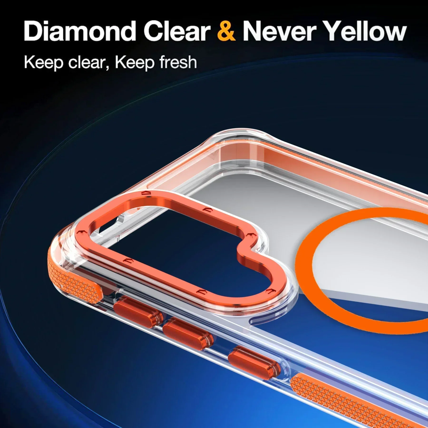 Luxury MagSafe Wireless Charging Clear Phone Case - Magnetic Shockproof Transparent Cover