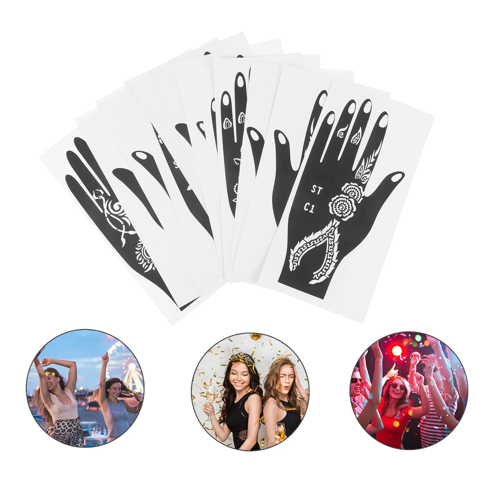 

6 Pairs DIY Tattoos Stencils Hands Tattoos Templates Decorative Tattoos for Body