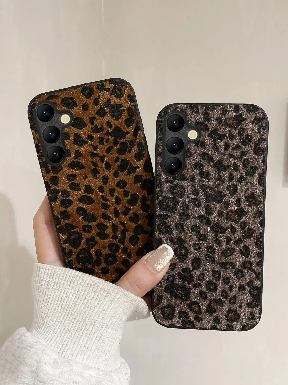 Leopard Plush Textured Shockproof Soft Phone Case
