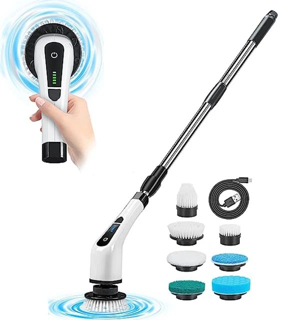 8 In 1 Shower Cordless Cleaning Brush Extension Handle Wall Window Cleaner  Bathroom Kitchen Tub Tile Scrubber Cleaning Tool - AliExpress