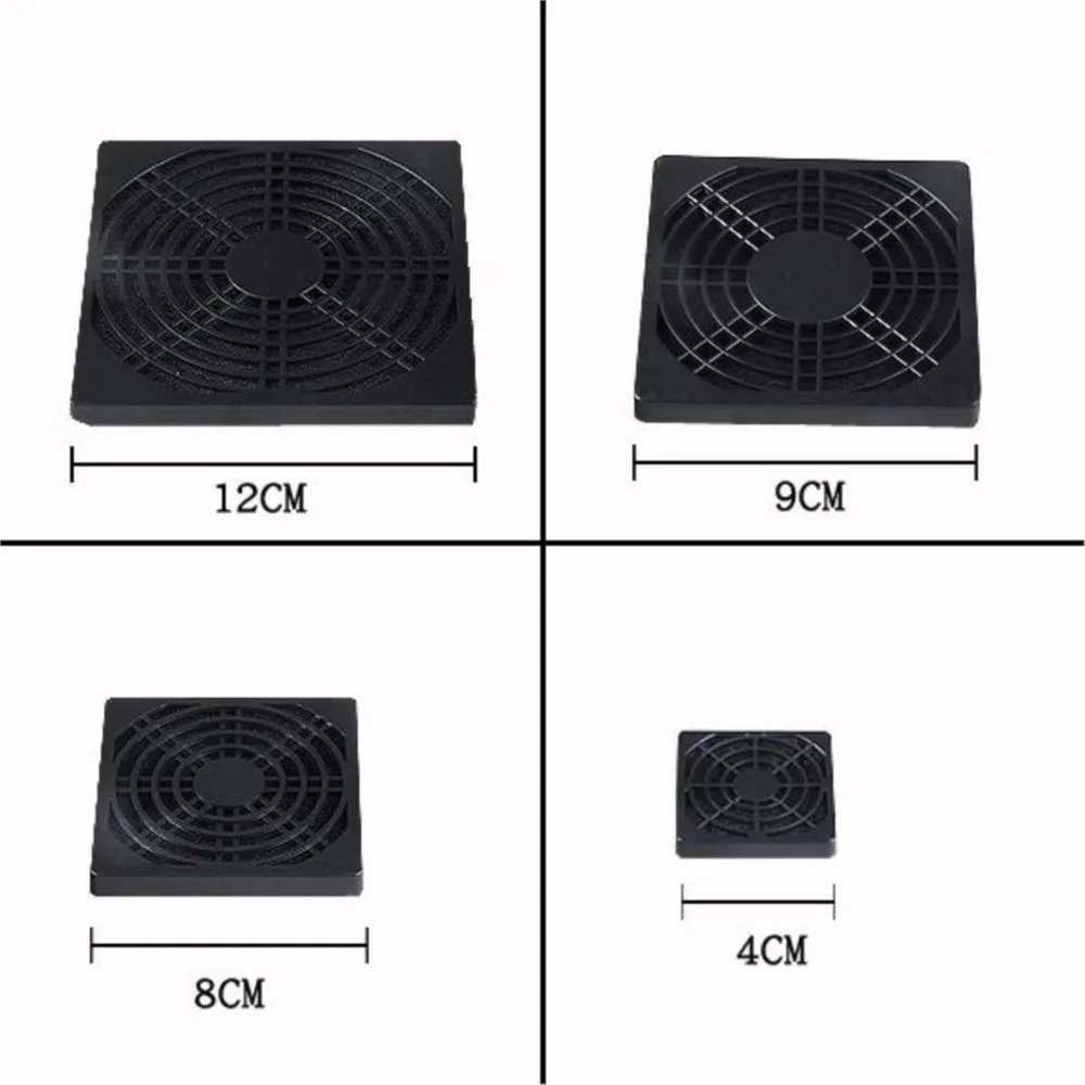 YCDC 40mm/80mm/90mm/120mm Black Plastic Mesh Dust Filter For PC Chassis Cooling Dustproof Guard Grill Protector Net Cover
