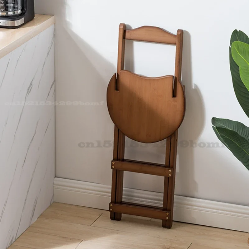 Foldable Wood Bar Chair, Living Room High Stool, Solid Wood Dining Chair, Modern Simple Family Bar Stool, Space-Saving Seating