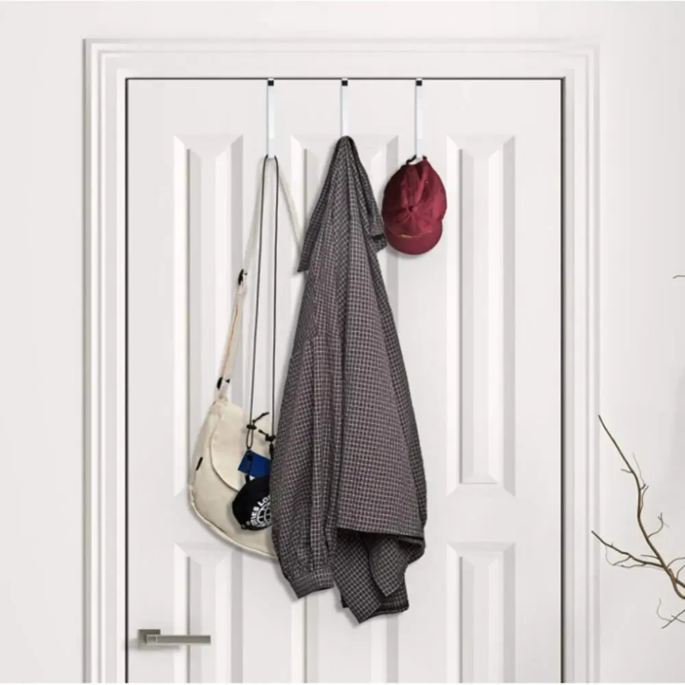 Stainless Steel Punch Free Wreath Decor Holder Door Hanger Hook Door Clamps Back Hook For Hanging Coat Bag Racks Organizer
