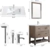 36’’ Bathroom Vanity with Sink Freestanding Cabinet Set Design Resin Basin Undermount Sink 2