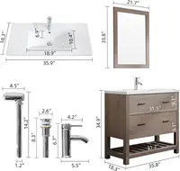 36’’ Bathroom Vanity with Sink Freestanding Cabinet Set Design Resin Basin Undermount Sink 2