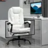 7-Point Vibrating Massage Office Chair High Back Massaging Office Desk Chair with Lumbar Support, Footrest, White 2