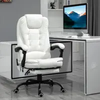 7-Point Vibrating Massage Office Chair High Back Massaging Office Desk Chair with Lumbar Support, Footrest, White 2
