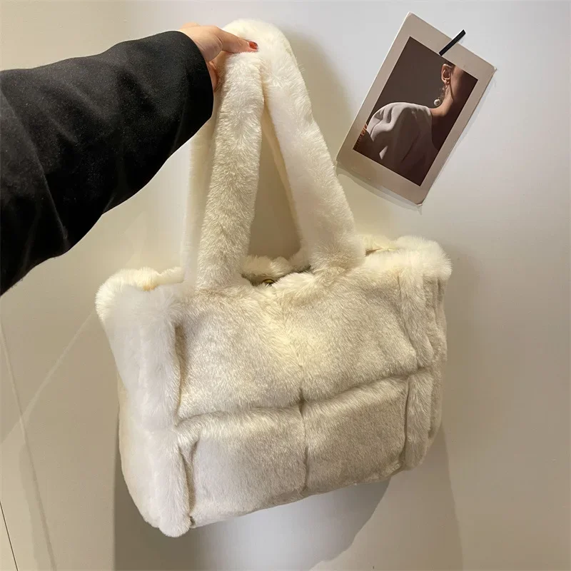 Borsa a tracolla in peluche morbida invernale borse in soffice