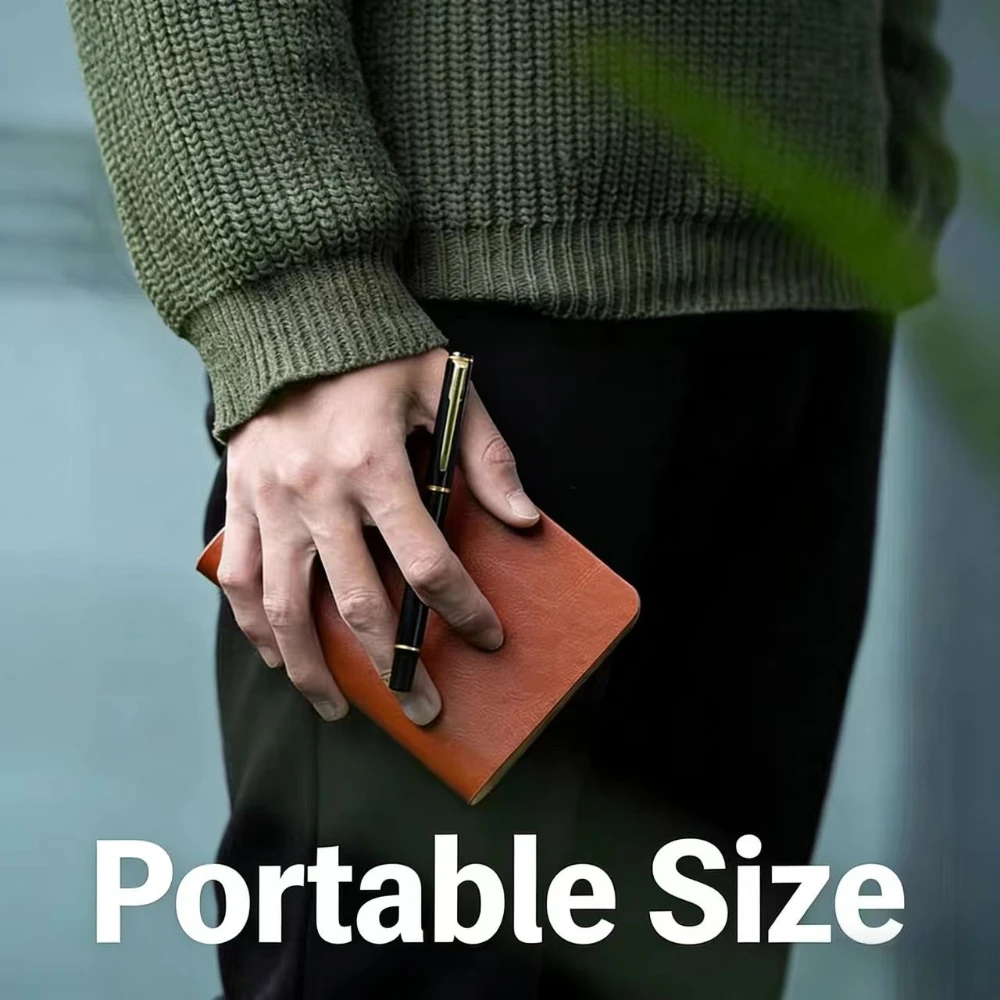 Portable Leather Cover Spiral Notebook - Blank Inner Planner Journal and DIY Travel Diary