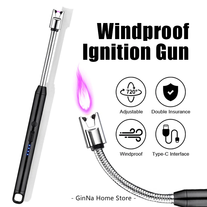 Windproof Lighter Arc Pulse Ignition Guns USB Rechargeable Type-C Interface Portable Kitchen Igniters Couple Household Camp electric arc igniter