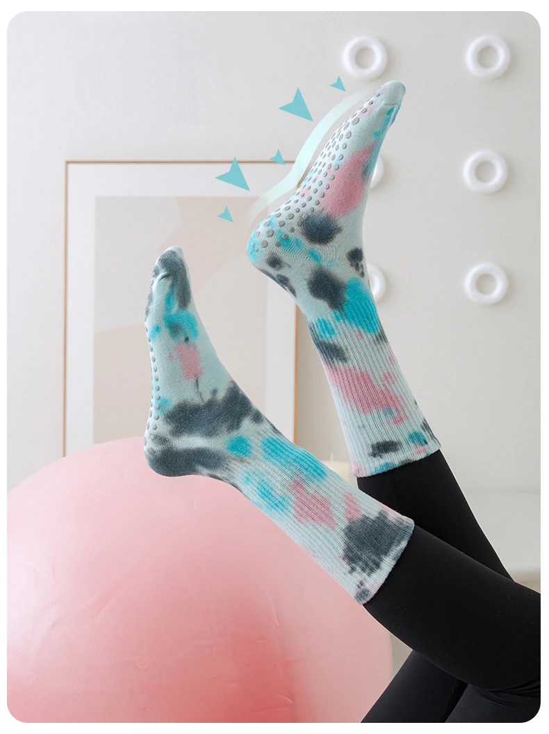 Yoga Socks Women Cotton Tie-dyed Silicone Non-slip Pilates Grip Crew Sock 18 S18bea6612b454da9b7767261f3de47d5W